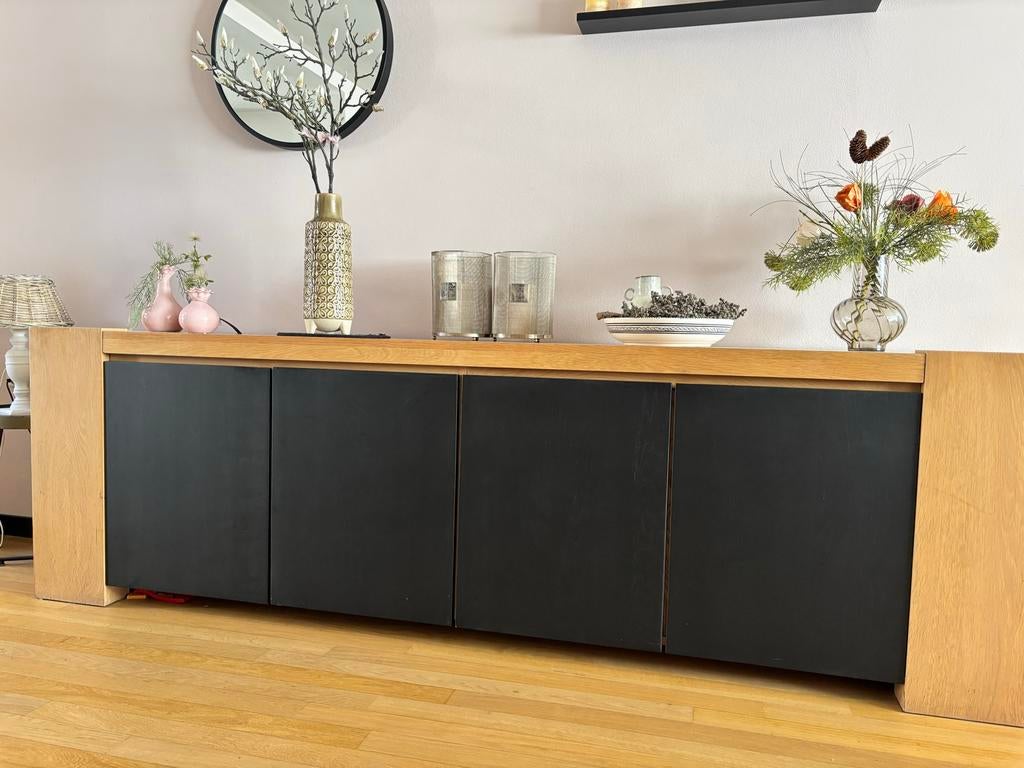 Stijlvol dressoir, kast en salontafel, Ophalen, Gebruikt, Eikenhout, 200 cm of meer
