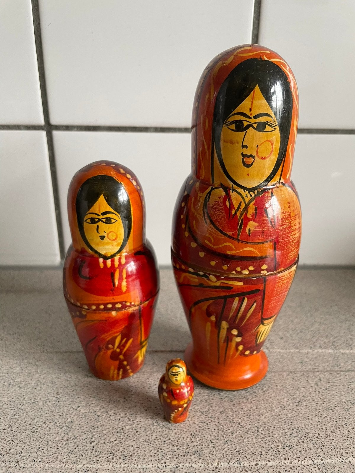 Matroesjka Baboesjka poppen hout India Sari, Verzamelen, Ophalen of Verzenden