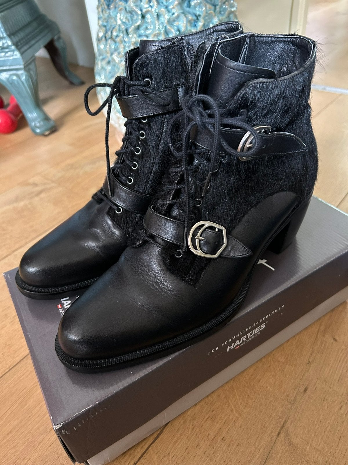 ERG MOOIE STOERE LERORA/DUREA ZWART LEREN LAARSJES MT 6,5, Kleding | Dames, Schoenen, Durea, Zwart, Lage of Enkellaarzen, Ophalen of Verzenden