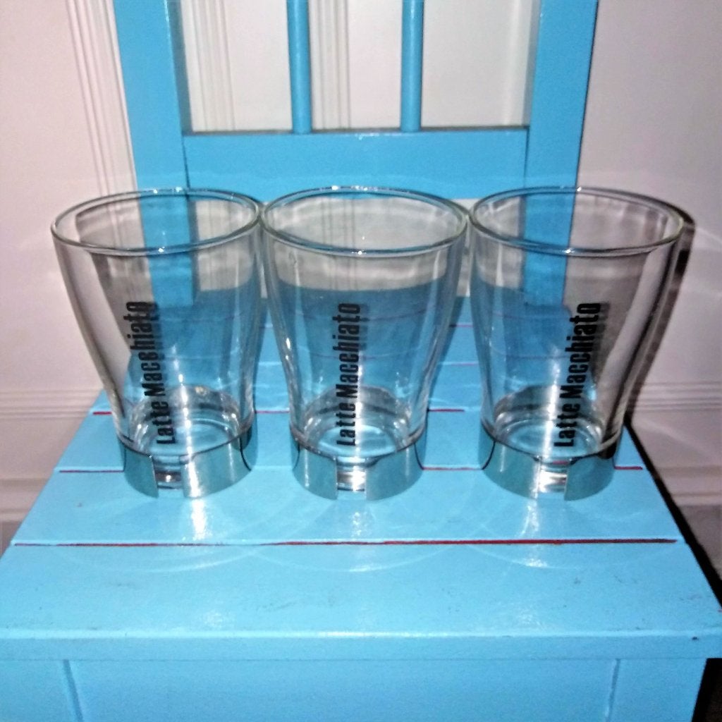 Latte Macchiato Glazen RVS 0,2 liter 3 stuks, Ophalen, Glas of Glazen, Gebruikt, Glas