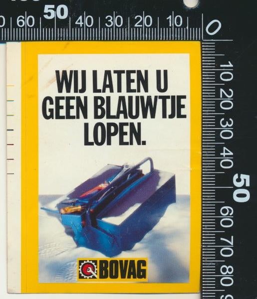 Sticker: Bovag - Wij laten u geen blauwtje lopen, Ophalen of Verzenden, Zo goed als nieuw, Auto of Motor