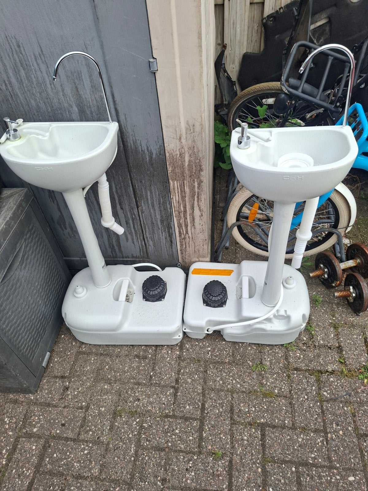 Mobiele wasbak met afvoer en zeepdispenser, Ophalen of Verzenden, Gebruikt