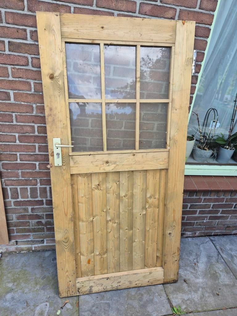 Diverse houten deuren met glas in verschillende maten, Ophalen, Gebruikt, 80 tot 100 cm, Binnendeur