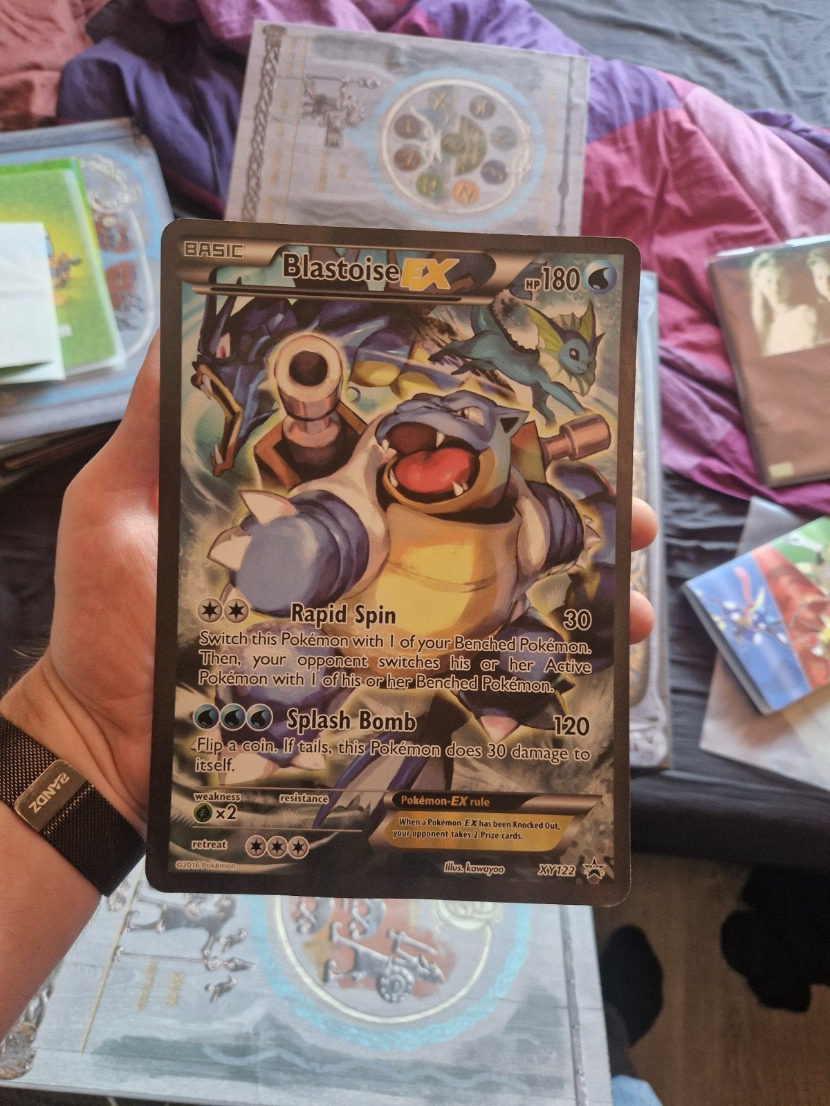 Set van 5 Grote Pokémon Kaarten - 1 Beschadigd, 4 Mooi, Ophalen of Verzenden, Zo goed als nieuw, Meerdere kaarten, Foil