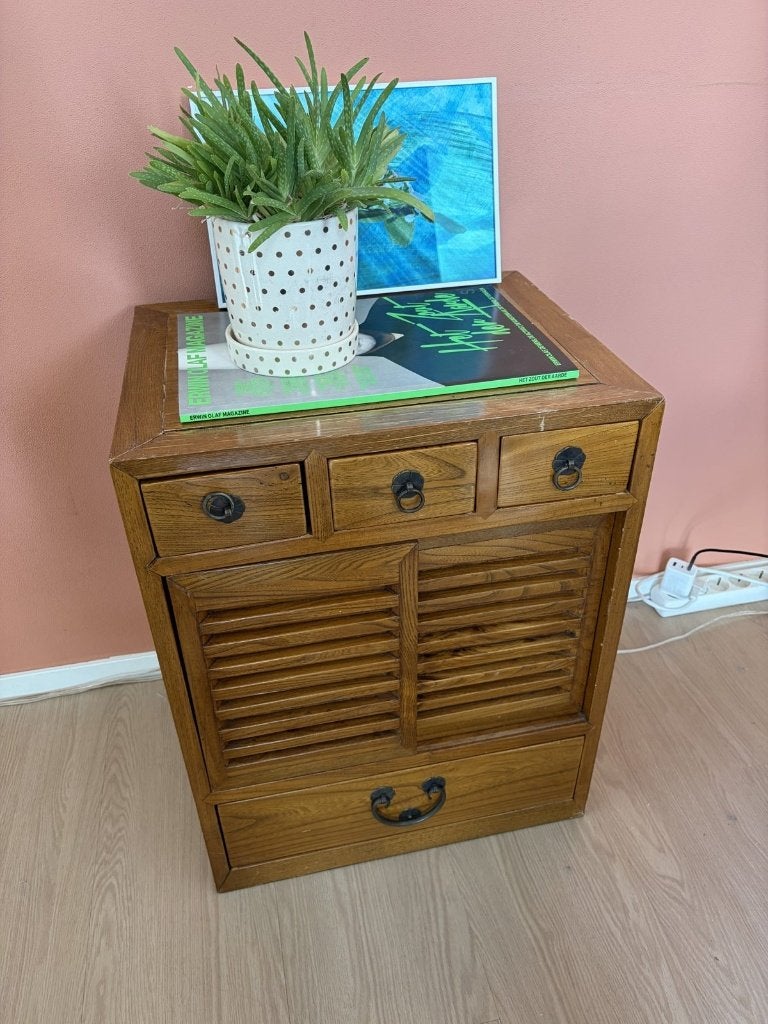 2x Kastje Japanse stijl – lades & schuifdeurtjes – 50x40x64, Ophalen, Overige materialen, Gebruikt, Japans