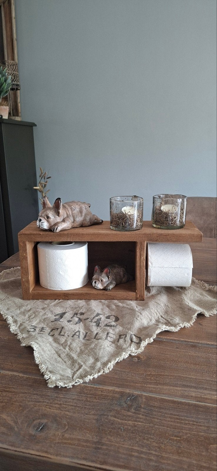 Stoere houten toiletrolhouder, Ophalen of Verzenden
