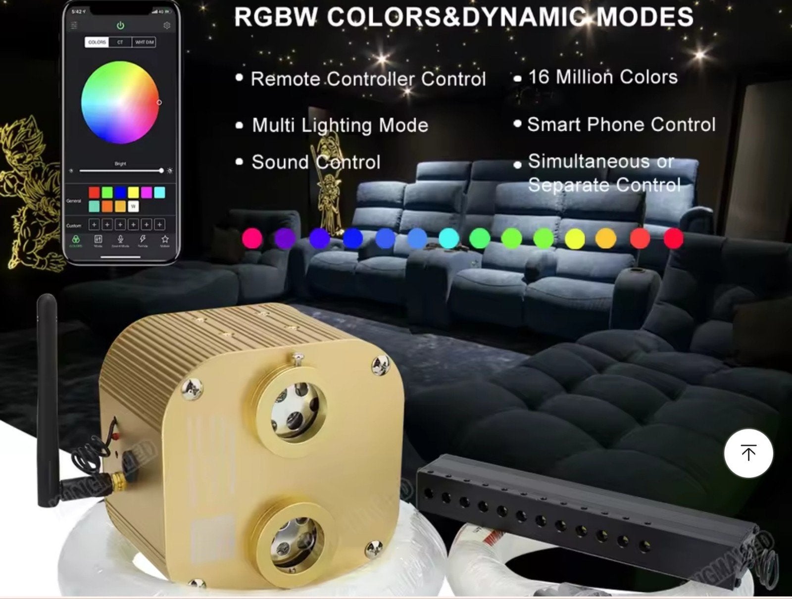 Sterrenhemel LED Glasvezel Lichtset - RGBW, App & Ab., Ophalen of Verzenden