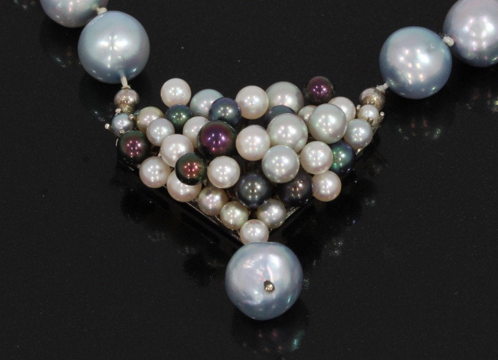 Parel luxe dames ketting 14k gouden slot fraai design retro, Voordeelsieraden, Ophalen of Verzenden, Zo goed als nieuw, Met edelsteen