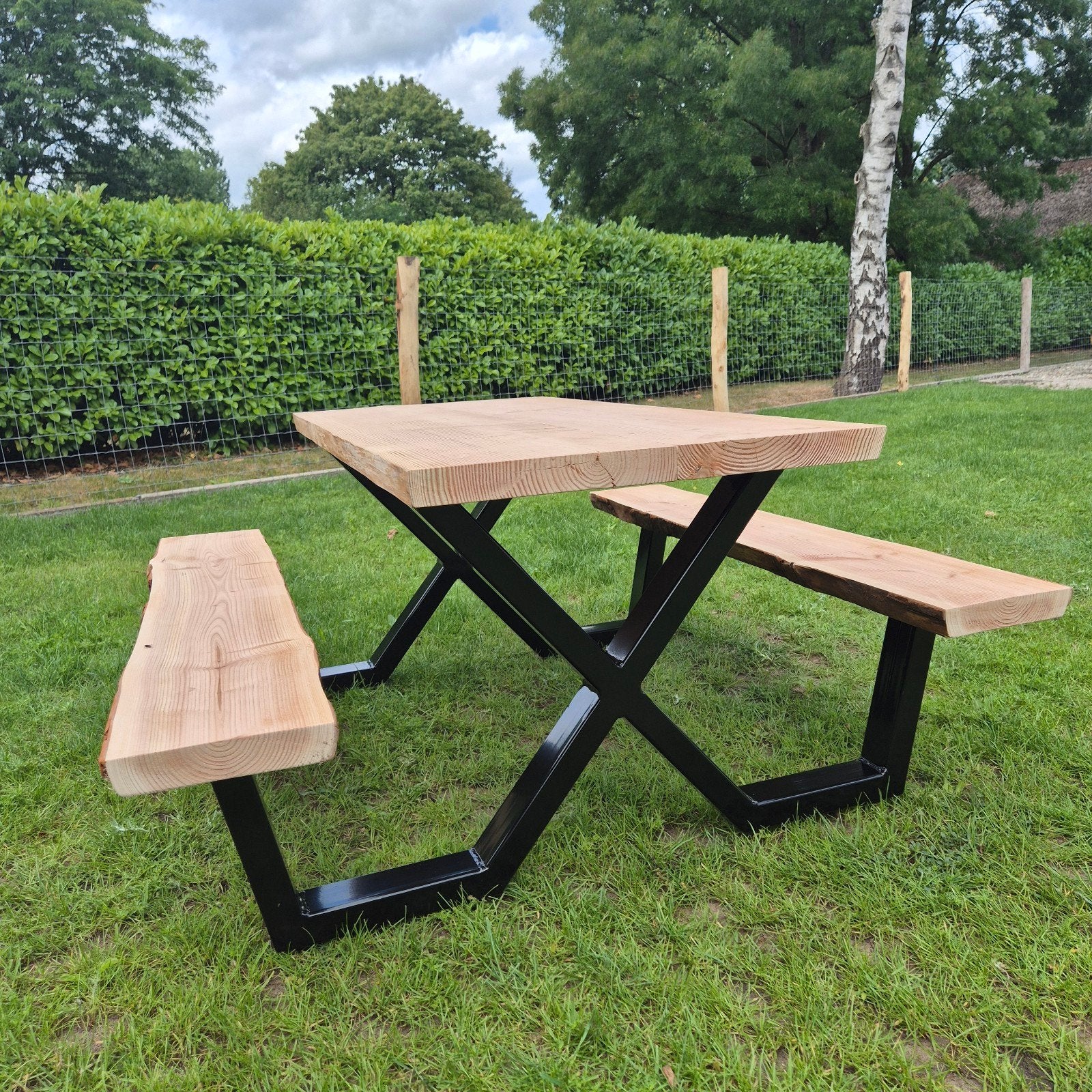 Kinder picknicktafel tuintafel kids staal-douglas div. maten, Tuin en Terras, Ophalen, Nieuw, Rechthoekig, Hout