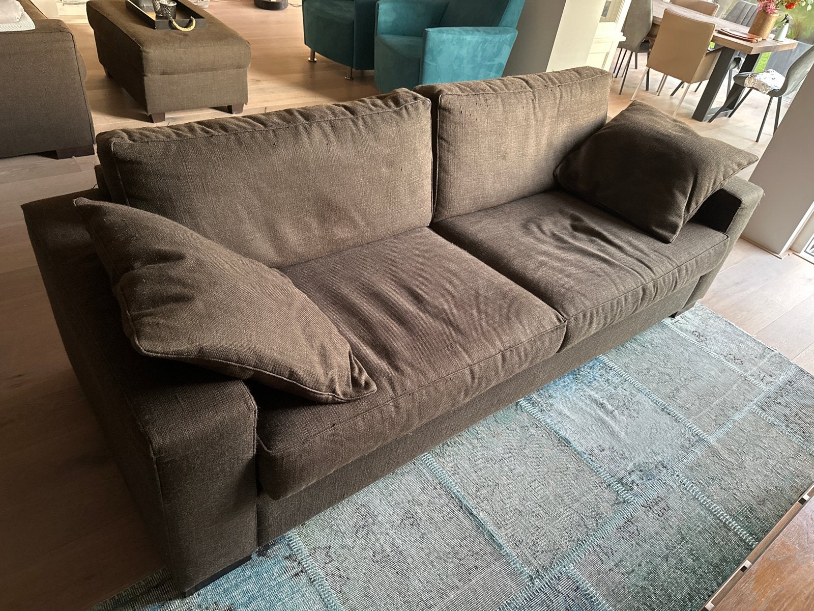 Comfortabele 3-zits bank - Bruin, Ophalen, Gebruikt, Driepersoons, 75 tot 100 cm