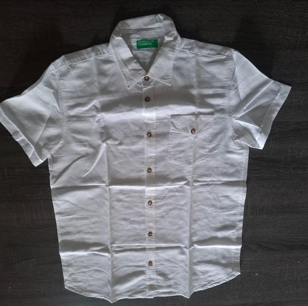Witte blouse – United Colors of Benetton – maat 158/164, Verzenden, Zo goed als nieuw, Wit, Overige halswijdtes