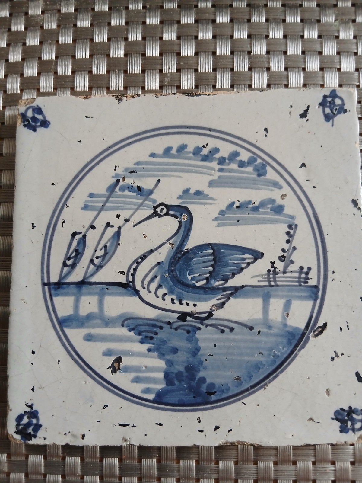 zwaan tegel delfts antiek, Ophalen of Verzenden