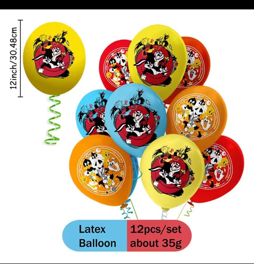 Nieuwe Latex Ballonnen Set - 12 stuks (Looney Tunes), Ophalen, Nieuw, Feestartikel, Verjaardag