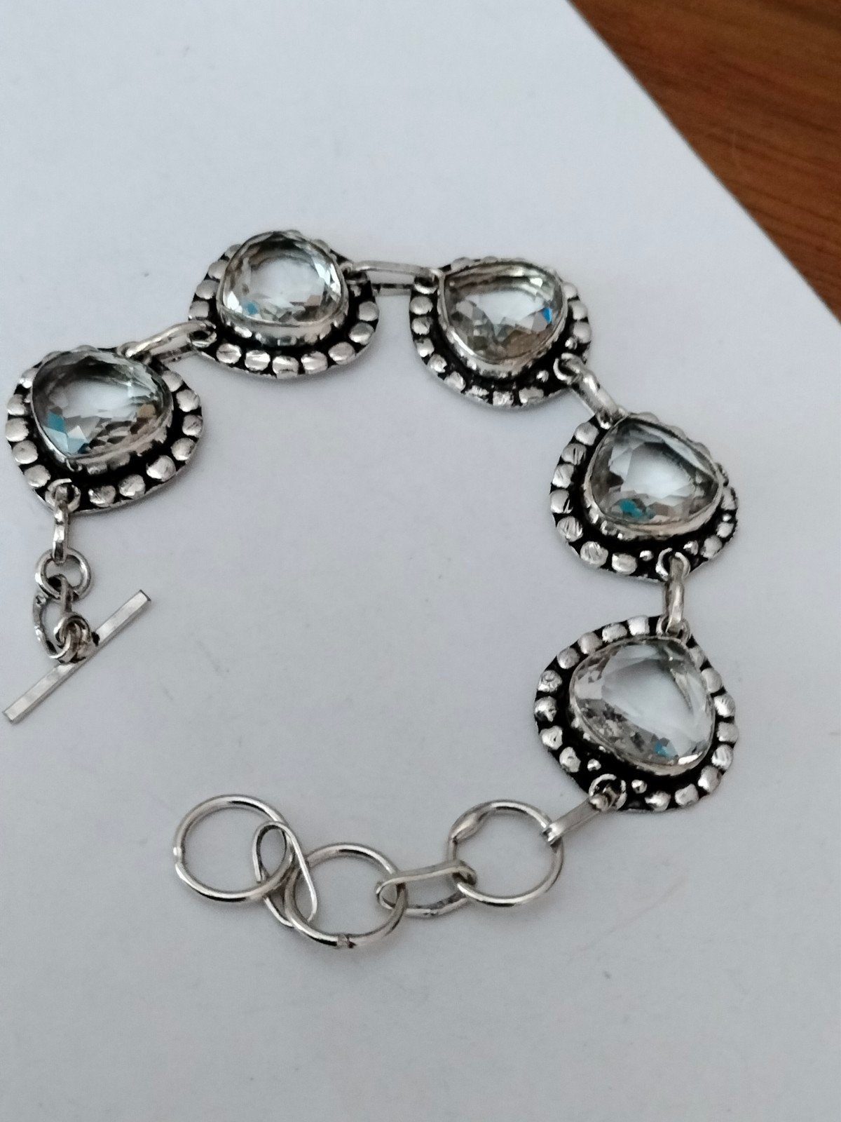 Zilveren armband met wit topaas 19cm, Verzenden, Wit, Nieuw, Met edelsteen