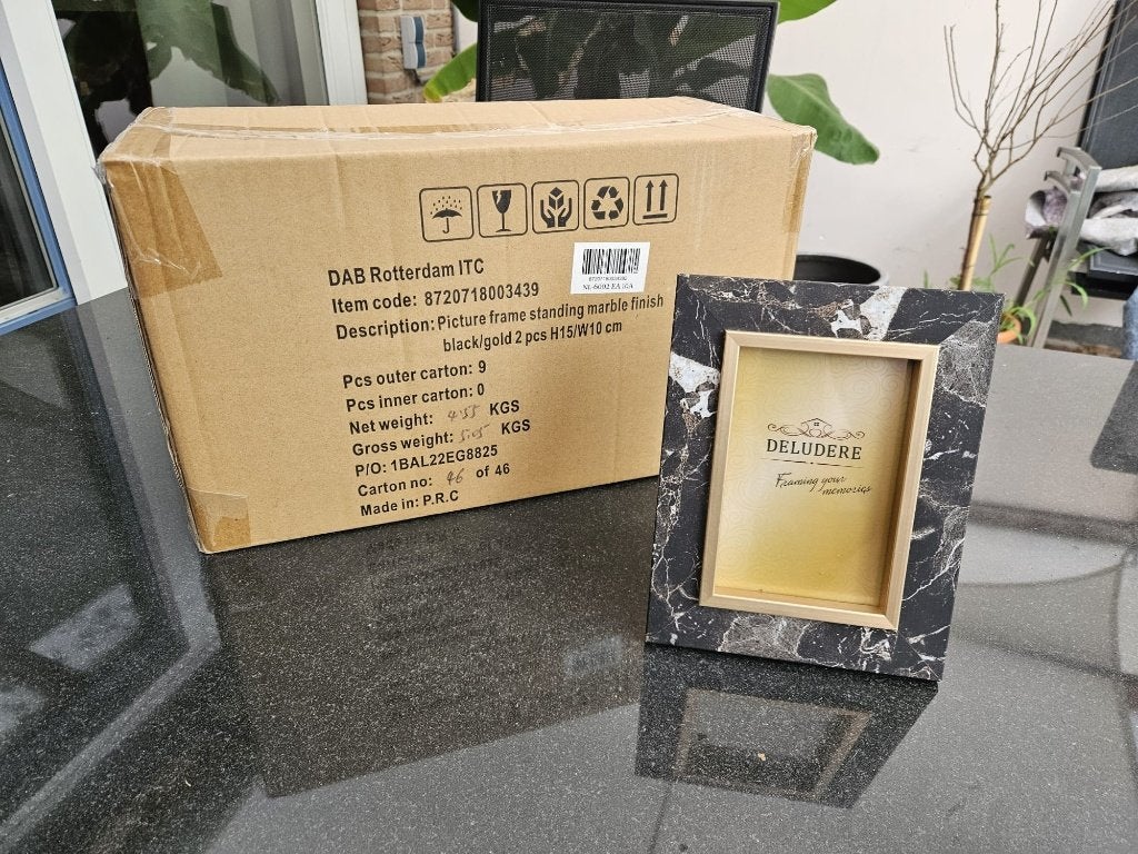 PARTIJ 18 STUKS | Fotolijst Deludere marble black/gold, Ophalen of Verzenden, Nieuw