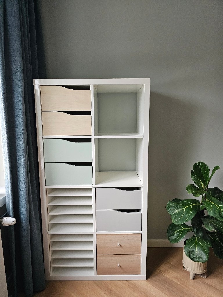 IKEA Kallax-kast met lades en papierbakken, Huis en Inrichting, Kasten | Boekenkasten, Ophalen, 100 tot 150 cm, 50 tot 100 cm