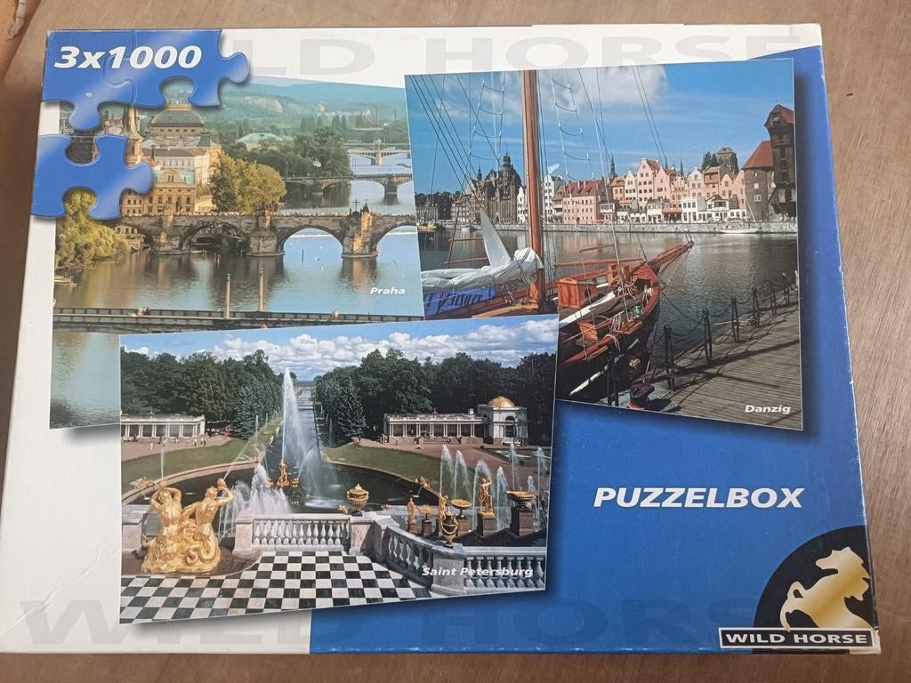 Wild Horse Puzzelbox 3x1000 stukjes: Praag, Danzig, St. Pete, Ophalen of Verzenden, 500 t/m 1500 stukjes, Nieuw, Legpuzzel