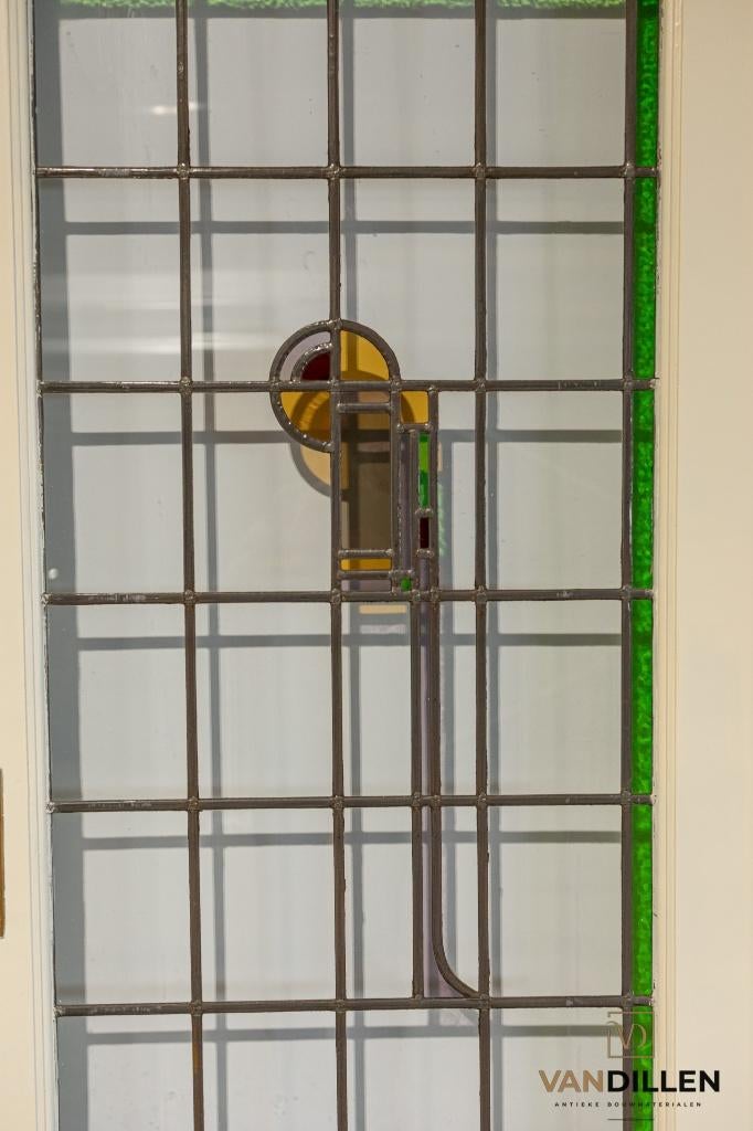 Antieke ensuite / schuifdeuren art deco glas in lood, 120 cm of meer, Binnendeur, Ophalen of Verzenden, Zo goed als nieuw
