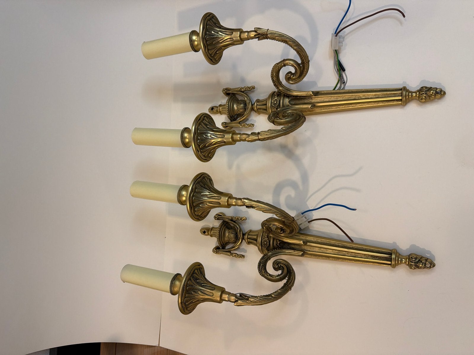 Set van 2 antieke messing wandlampen - Lodewijk XVI / Empire, Ophalen of Verzenden