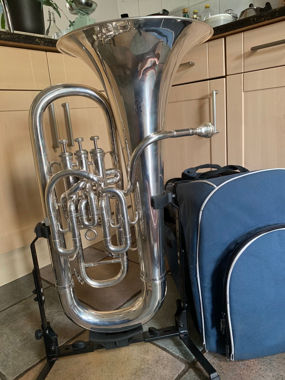 Boosey € Hawkes Sovereign,Round Stamp Euphonium, Ophalen, Gebruikt, Euphonium of Tenortuba, Met koffer of draagtas