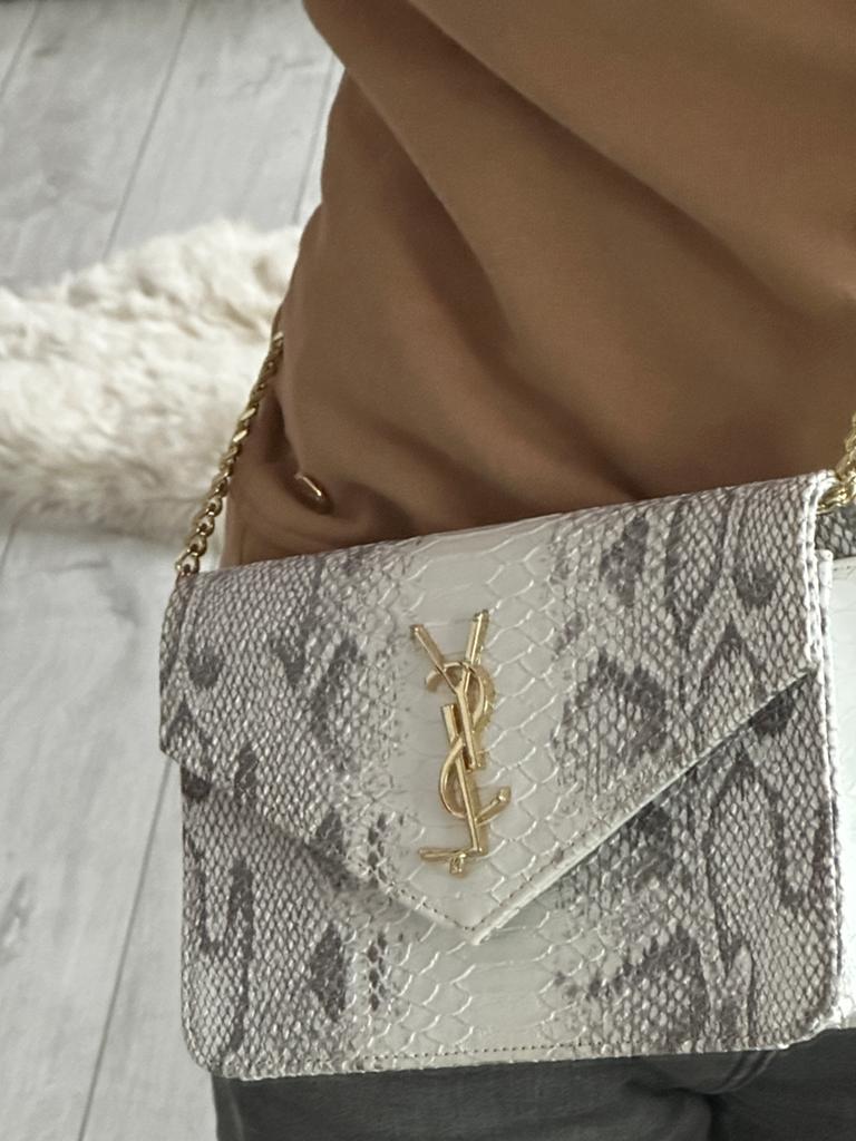 Stijlvol YSL-look Schoudertasje met Slangenprint, Ophalen of Verzenden, Zo goed als nieuw, Wit, Schoudertasje