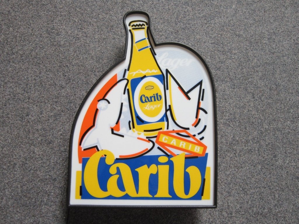 CARIB BIER LAMP LICHTRECLAME, Verzamelen, Ophalen, Zo goed als nieuw, Overige typen, Overige merken