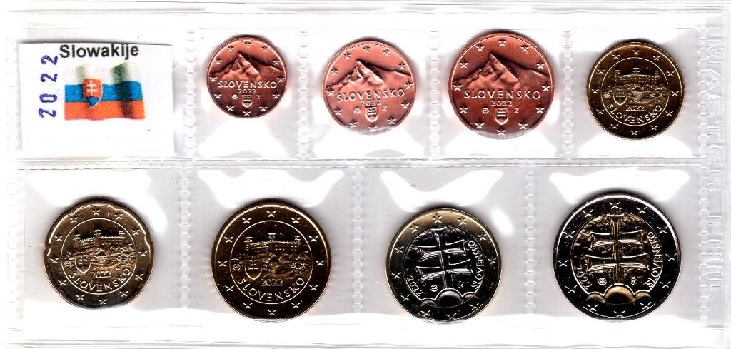 UNC set Slowakije 2022 - 1 cent t/m 2 euro, Verzenden, Slowakije, Overige waardes, Setje