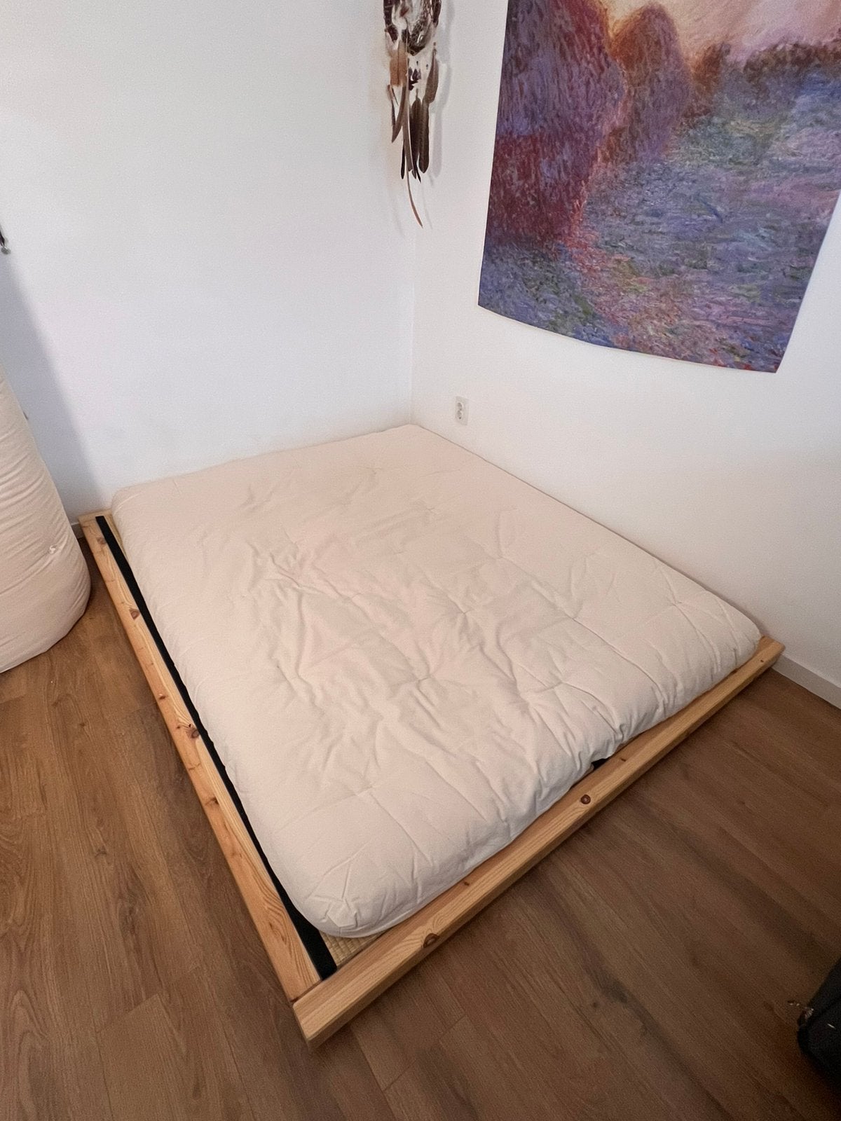 Traditional Japanese Futon Bed Set with Tatami Mats, Ophalen, Zo goed als nieuw, Eenpersoons, Hout