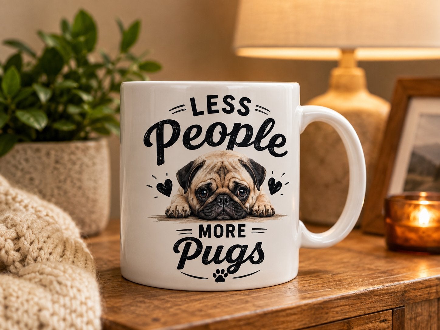 Less People, More Pugs - Mopshond mok, Dieren en Toebehoren, Ophalen of Verzenden, Nieuw