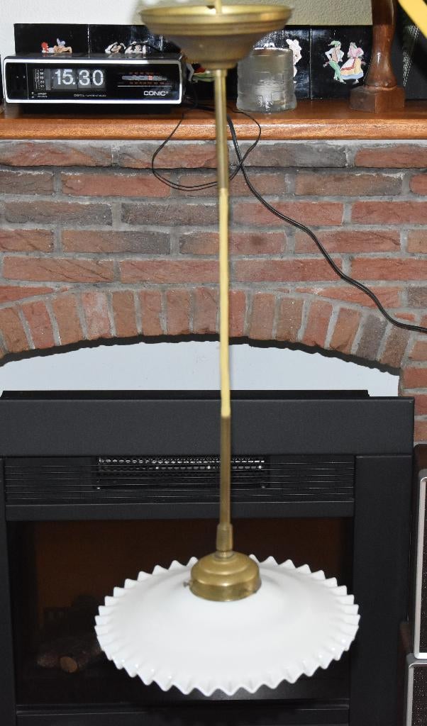 Vintage Glazen Hanglamp (Opaline), Antiek en Kunst, Antiek | Lampen, Ophalen