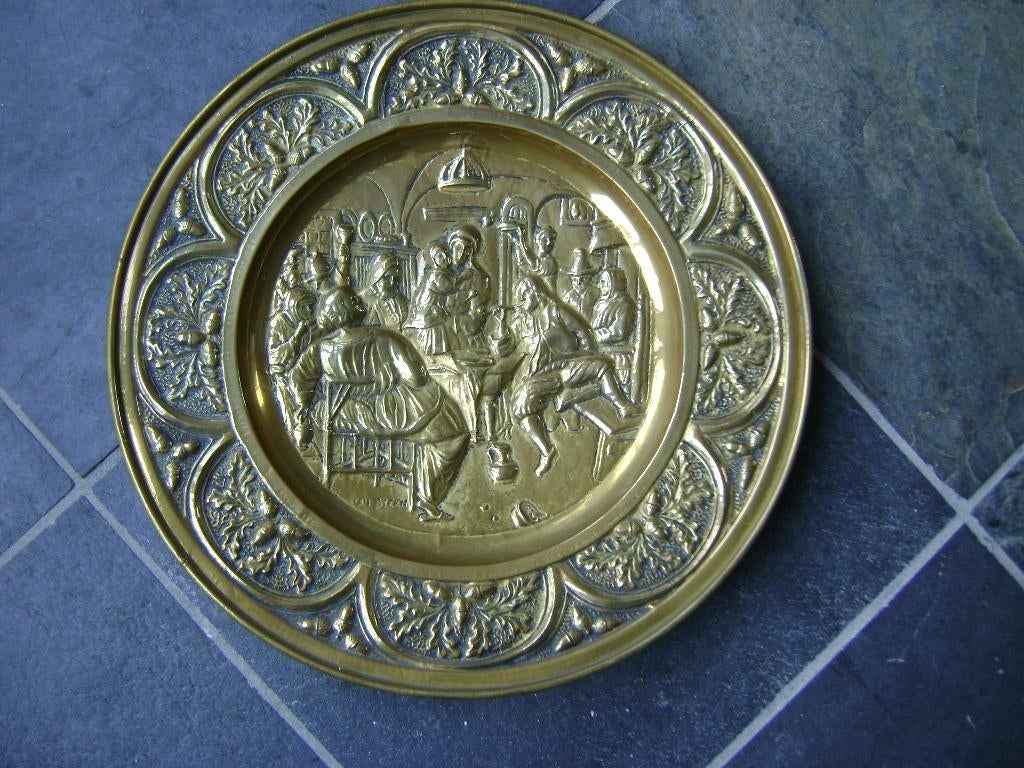 Koperen bord met afbeelding van Jan Steen, Antiek en Kunst, Antiek | Koper en Brons, Ophalen of Verzenden, Koper