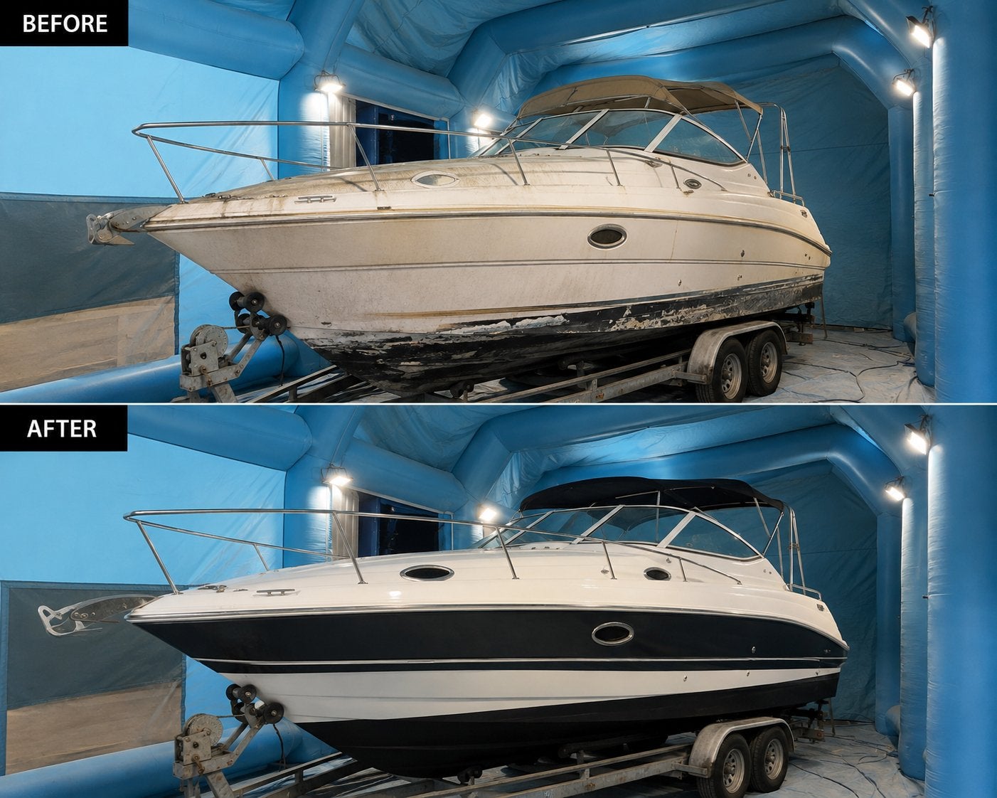 Boot spuiten verven bekleding vervangen restoreren project, Garantie, Dek en Romp
