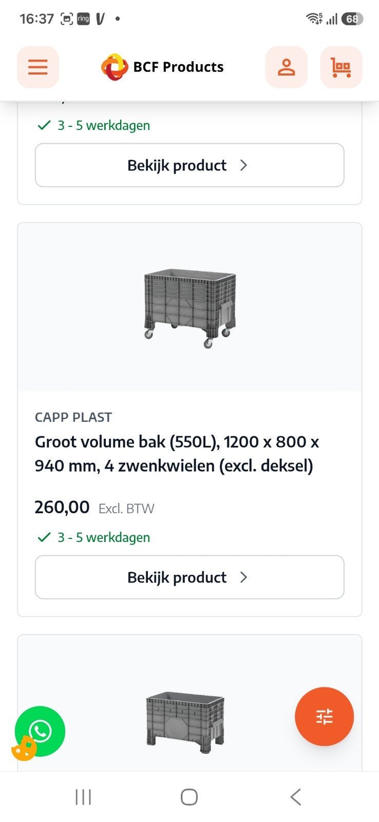 Rolbak/ bak op wielen, Ophalen, Doos, 100 cm of meer, 60 cm of meer