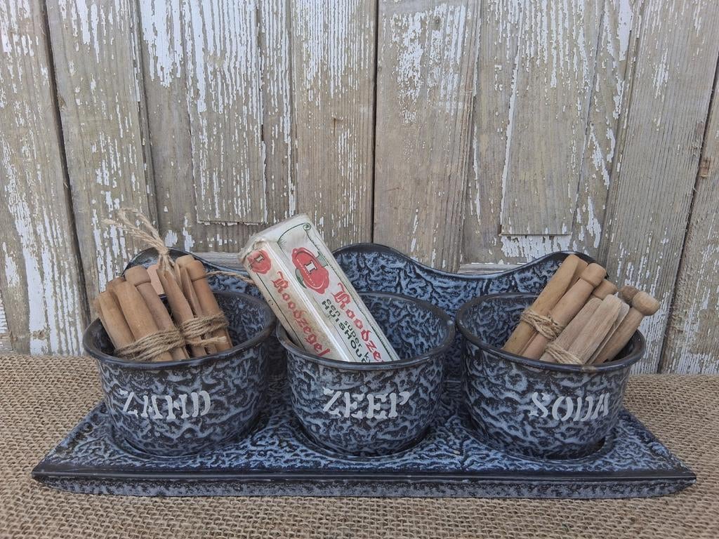 Grijs gewolkte zand zeep soda, brocante - debrocantekip, Ophalen of Verzenden