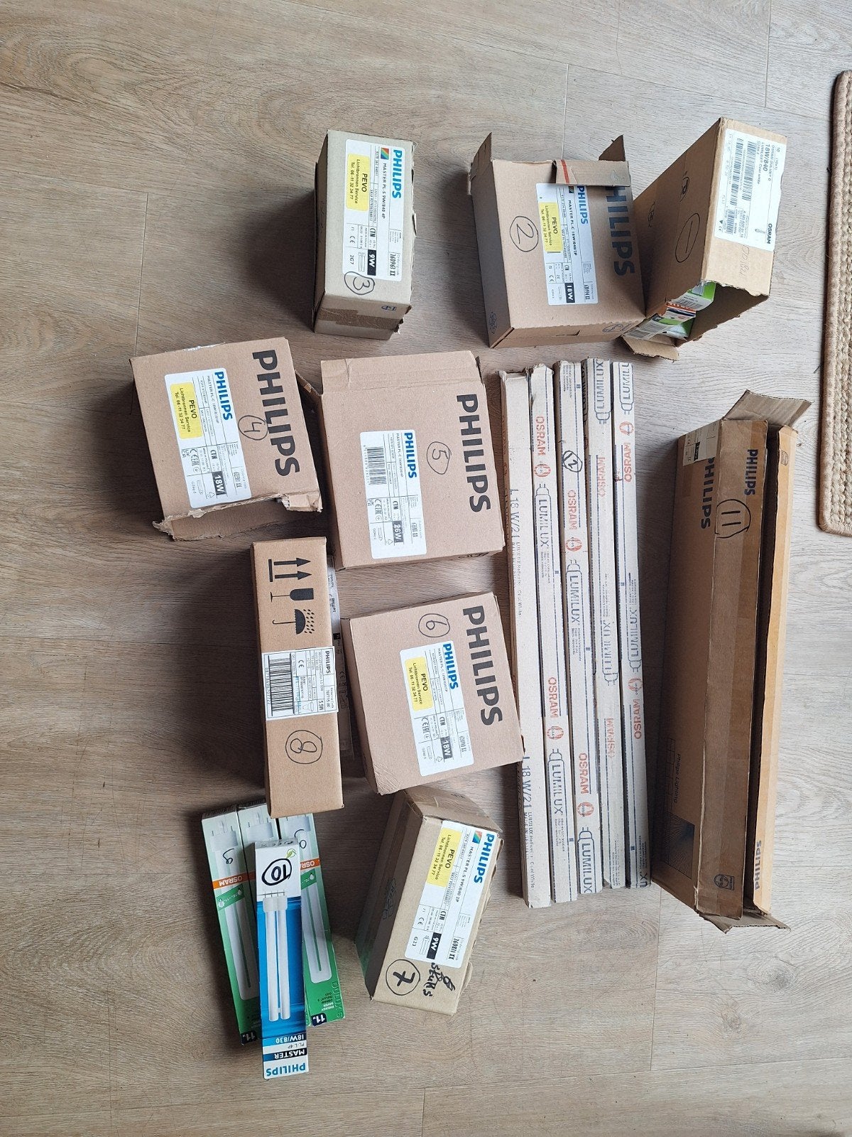 Partij TL-, PL- en LED-lampen (Philips & OSRAM) – totaal 100, Ophalen, Nieuw