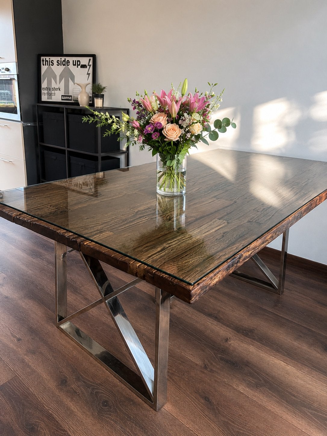 Eettafel, Ophalen, Gebruikt, 100 tot 150 cm, Vierkant