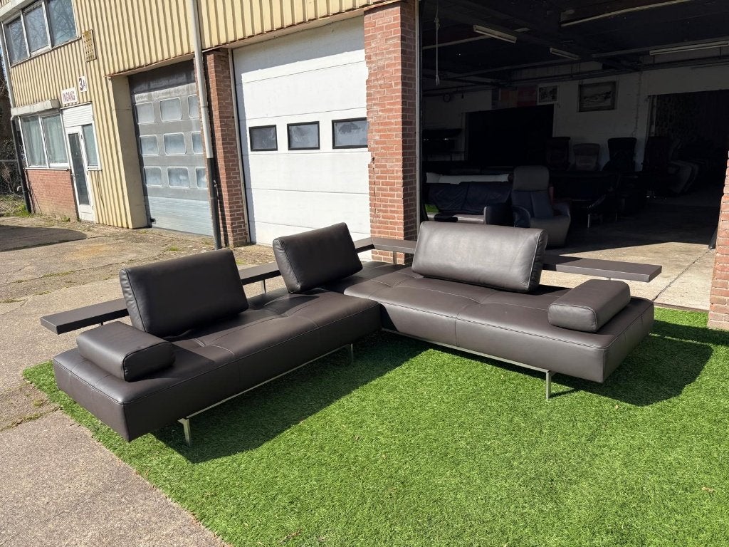 Hoekbank Rolf Benz leer design bruin bankstel modern sofa, Ophalen, Geen, Pahest@hotmail.nl, Hoekbank