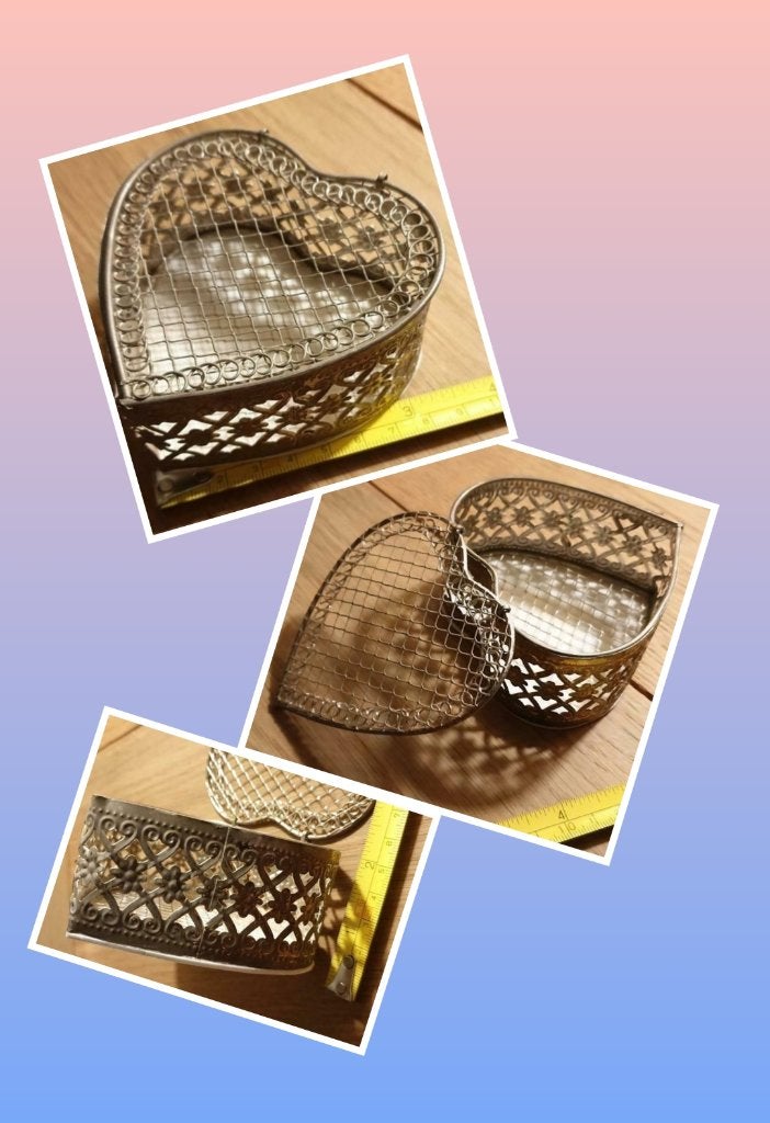 Filigrain hart vormig doosje gave vintage brocante opbergen!, Antiek en Kunst, Curiosa en Brocante, Ophalen of Verzenden