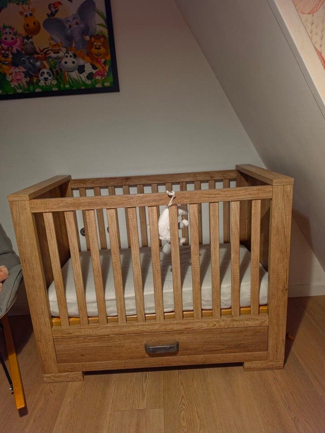Mooi Babypark Brent Oldwood Ledikant met Aerosleep Matras, Ophalen