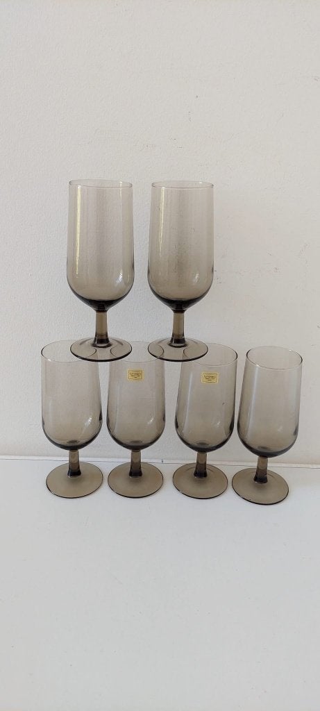 Set van 6 Vintage Luminarc Rookglas Bier glazen  17 cm, Eu, Waterglas, Eu, Ophalen of Verzenden