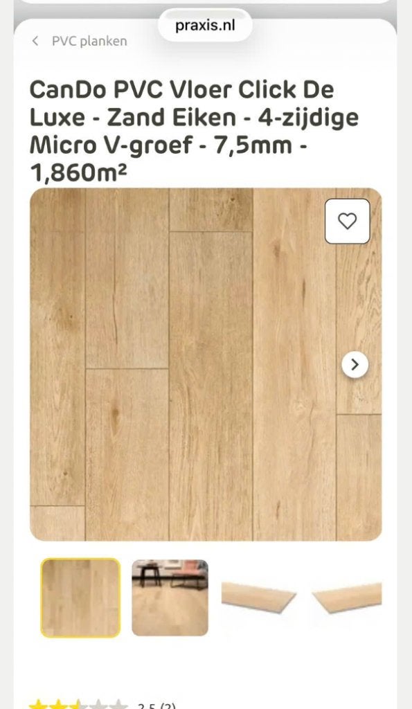 Cando Click de Luxe PVC van €60 voor €20/m2, Ophalen, Kunststof, 50 tot 150 cm, Nieuw