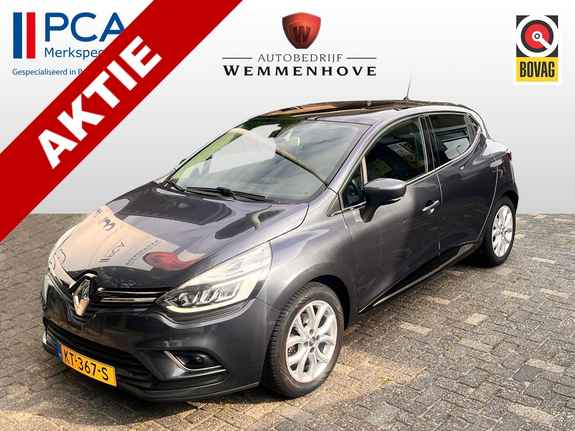 Renault Clio 0.9 TCe Intens (bj 2016), Voorwielaandrijving, Gebruikt, Leder en Stof, 49 €/maand