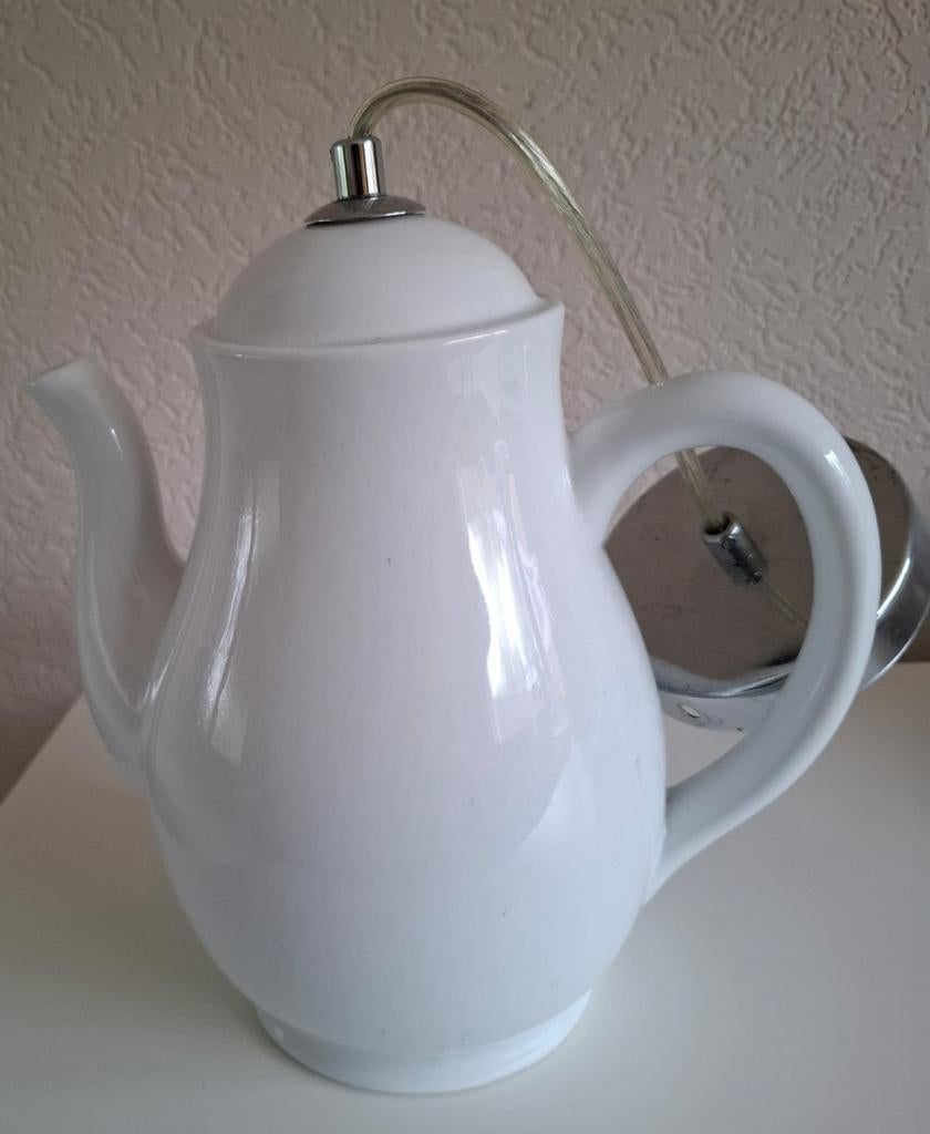 Unieke theepot lamp - wit keramiek, 25x22cm, Overige materialen, Zo goed als nieuw, Minder dan 50 cm, Modern, Klassiek, Speels