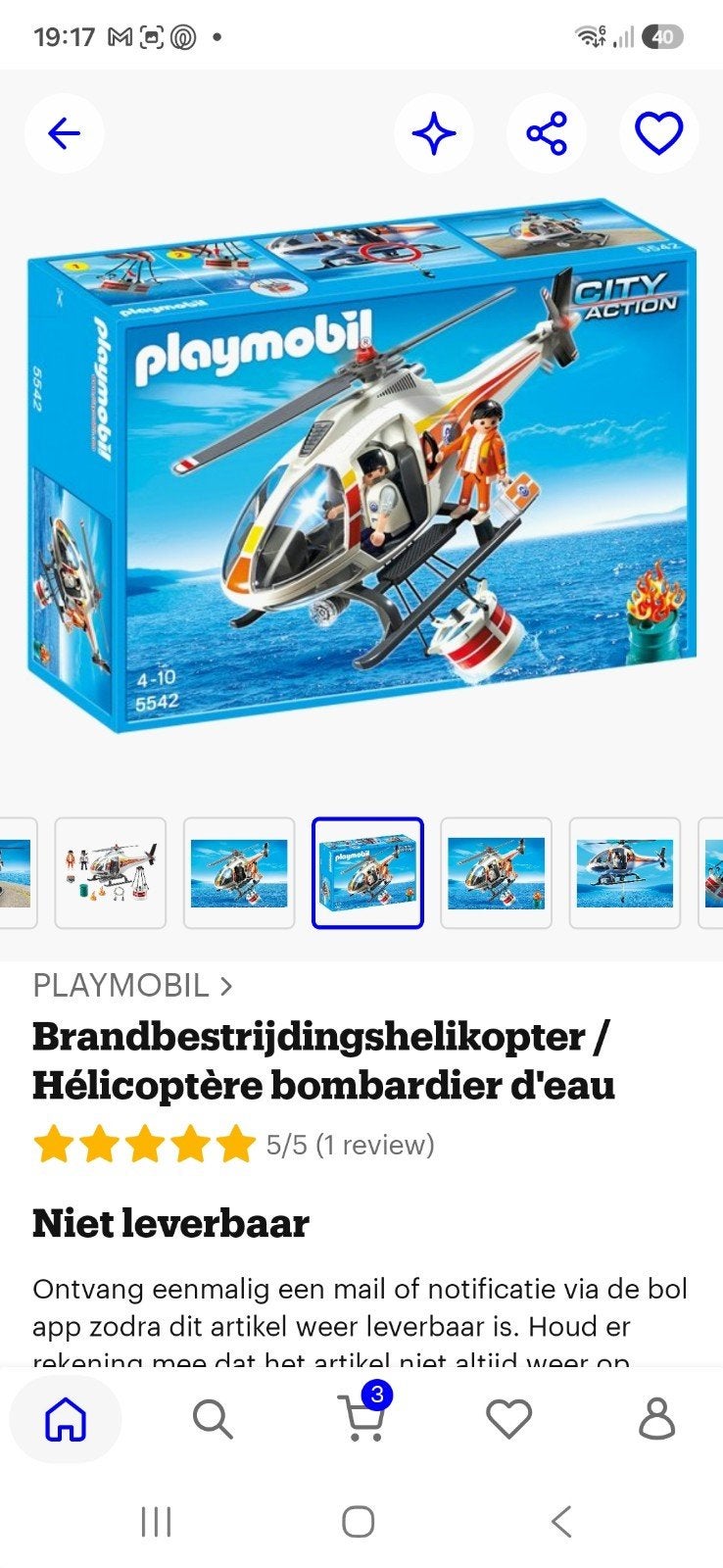 Playmobil City Action Brandbestrijdingshelikopter 5542, Complete set, Voertuig, Ophalen of Verzenden, Zo goed als nieuw