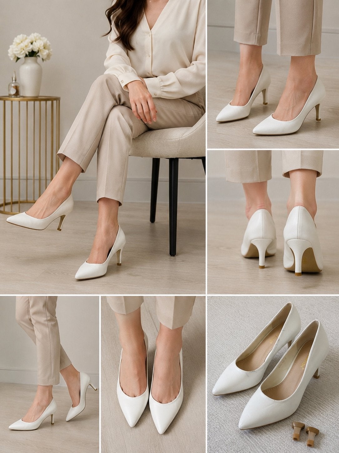 Witte pumps met lage hak, maat 37, Ophalen of Verzenden, Zo goed als nieuw, Wit, Schoenen met lage hakken
