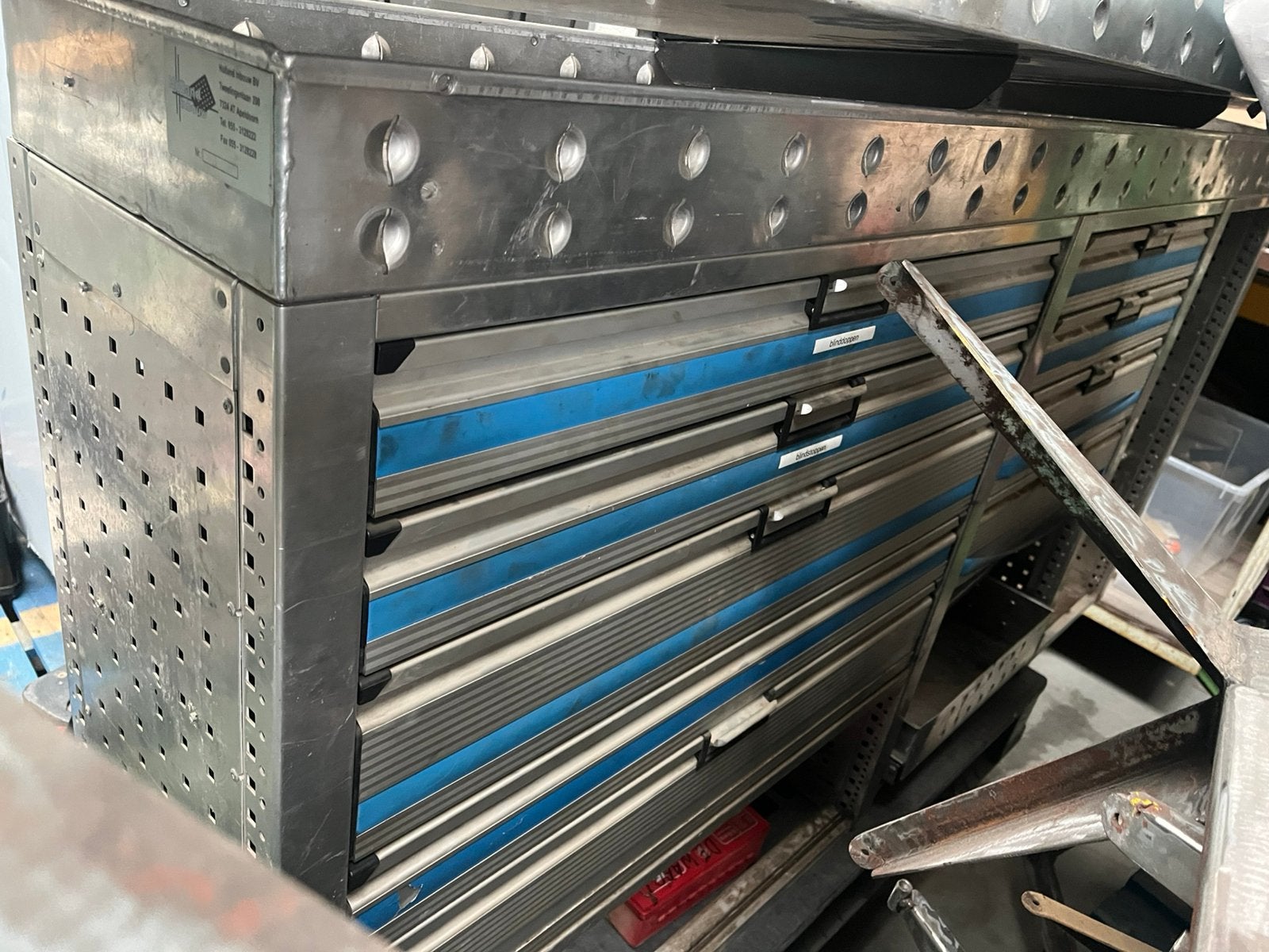 Aluca //  RVS kast met Lades en Opbergruimte, Ophalen of Verzenden, Gebruikt, 170 cm of meer, Bankschroef