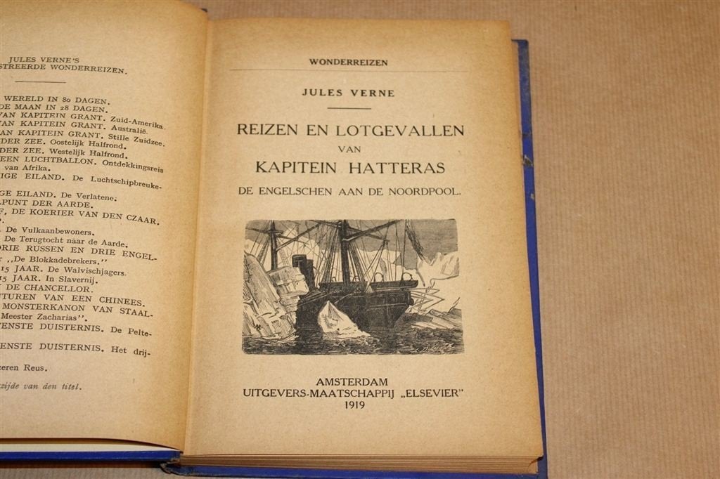 Kapitein Hatteras — Jules Verne Wonderreizen Elsevier 1919, Boeken, Ophalen of Verzenden, Gelezen