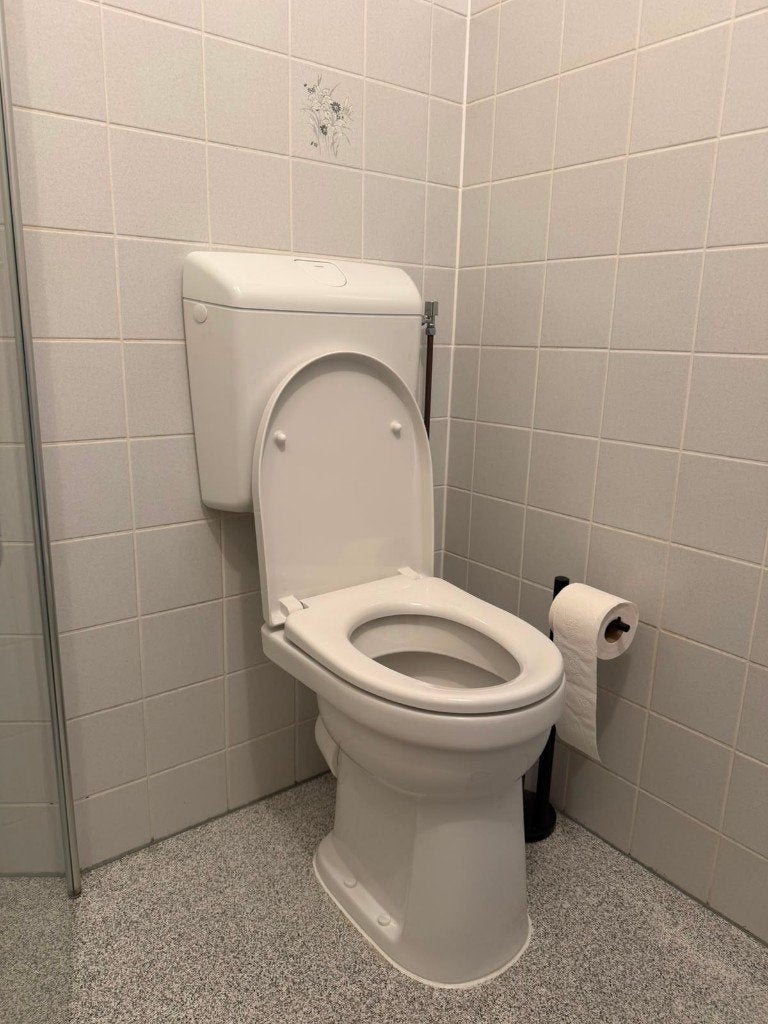 Compleet staand toilet met reservoir en zitting, Ophalen, Zo goed als nieuw, Toilet