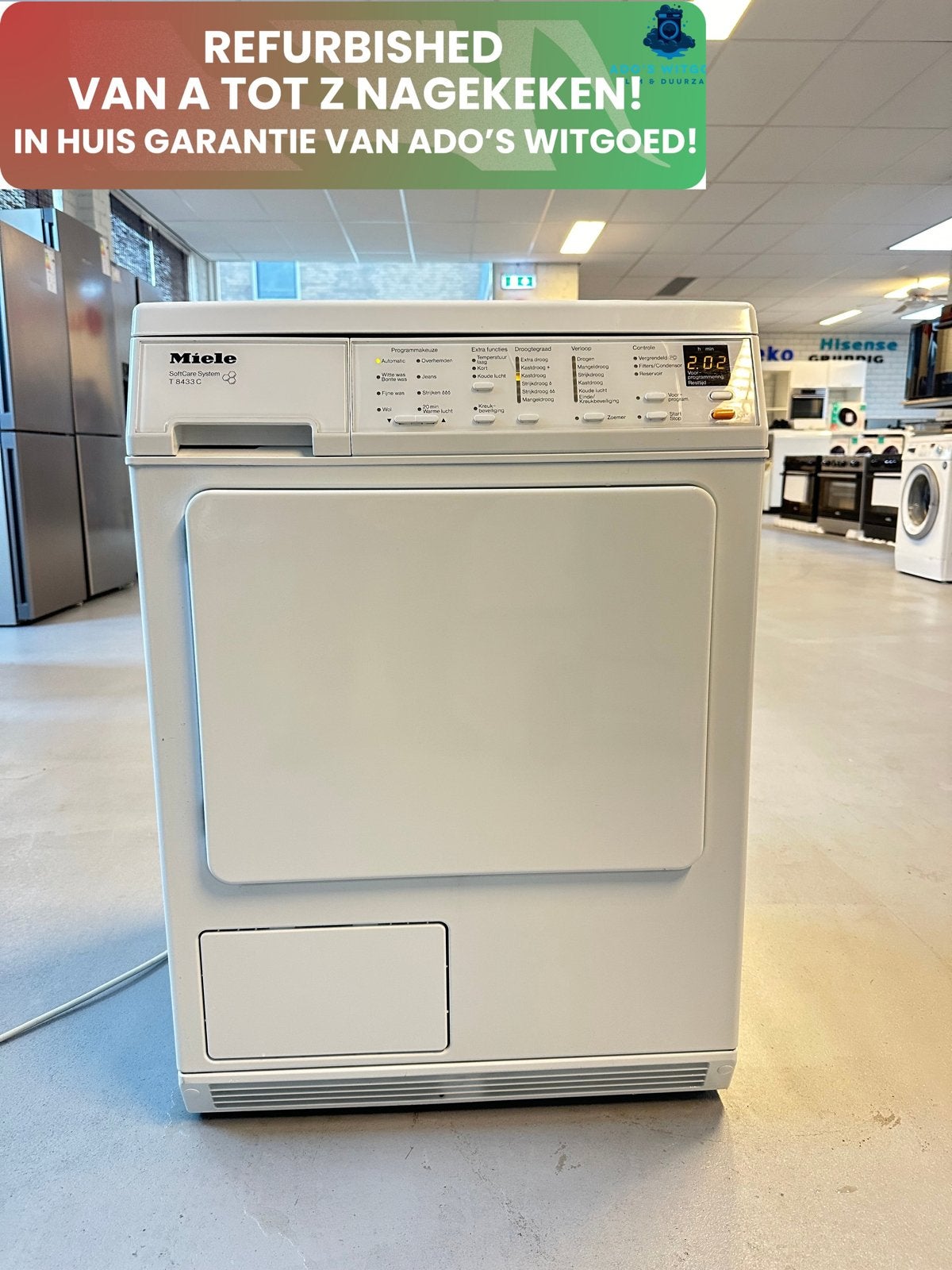 MIELE SOFTCARE 7KG CONDENSDROGER VOORLADER, 6 tot 8 kg, MIELE, Info@adoswitgoed.nl, Anti-kreukfase