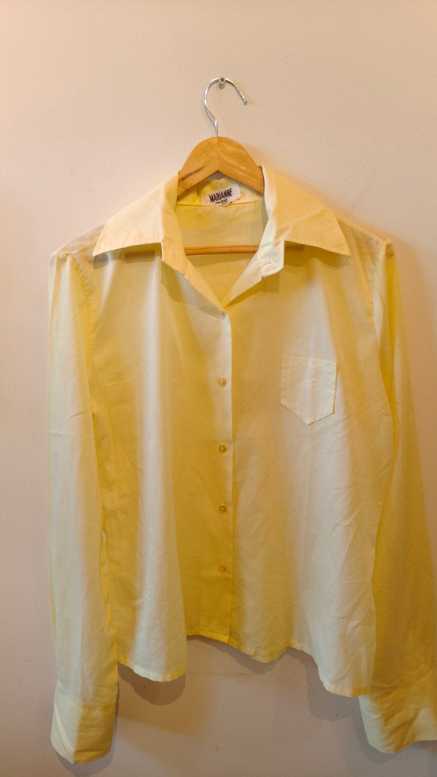 Vintage Gele Blouse Marianne Paris Maat S, Kleding | Dames, Maat 38/40 (M), Marianne Paris, Verzenden, Geel